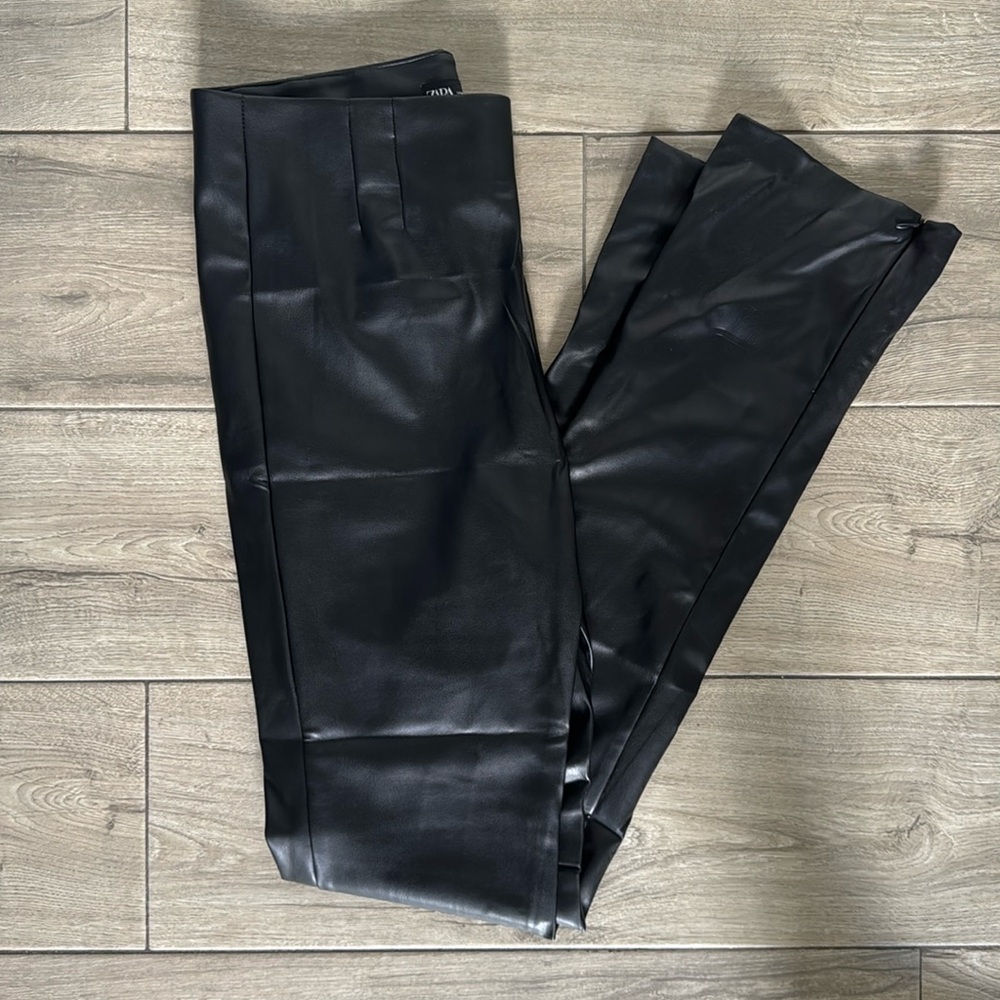 Zara pleather pants (Color: Black, Size: XL)